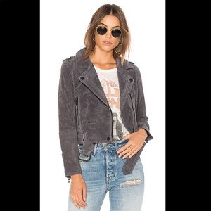Blank NYC Gray Suede Leather Jacket with Belt